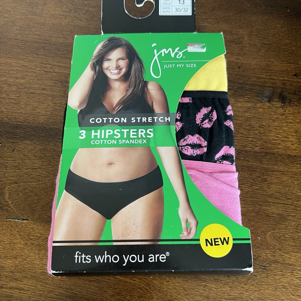 JUST MY SIZE Women's Smooth Stretch Cotton Hipster Panty 3-Pack, Size 13